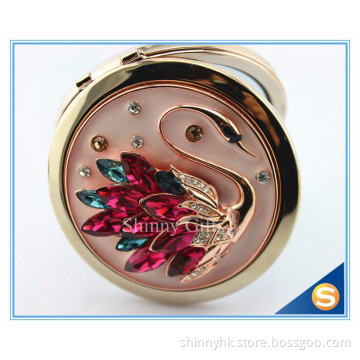 Shinny Gifts Crystal Goose Design Folding Make up Mirror Souvenir Compact Mirror